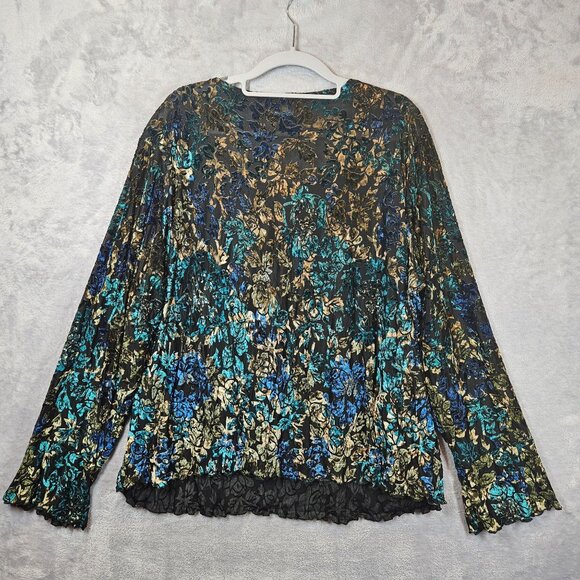 Coldwater Creek Floral Print Blouse Womens 2X Top colorful career office modest - Picture 2 of 12